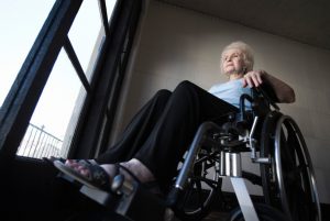 elderly woman in a wheelchair