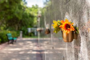 cremation niche with flowers