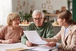 Elder couple planning their funeral ahead of time.